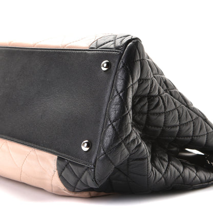 Chanel Lambskin Quilted CC Shopping Tote Black Rose Clair 5 of 10