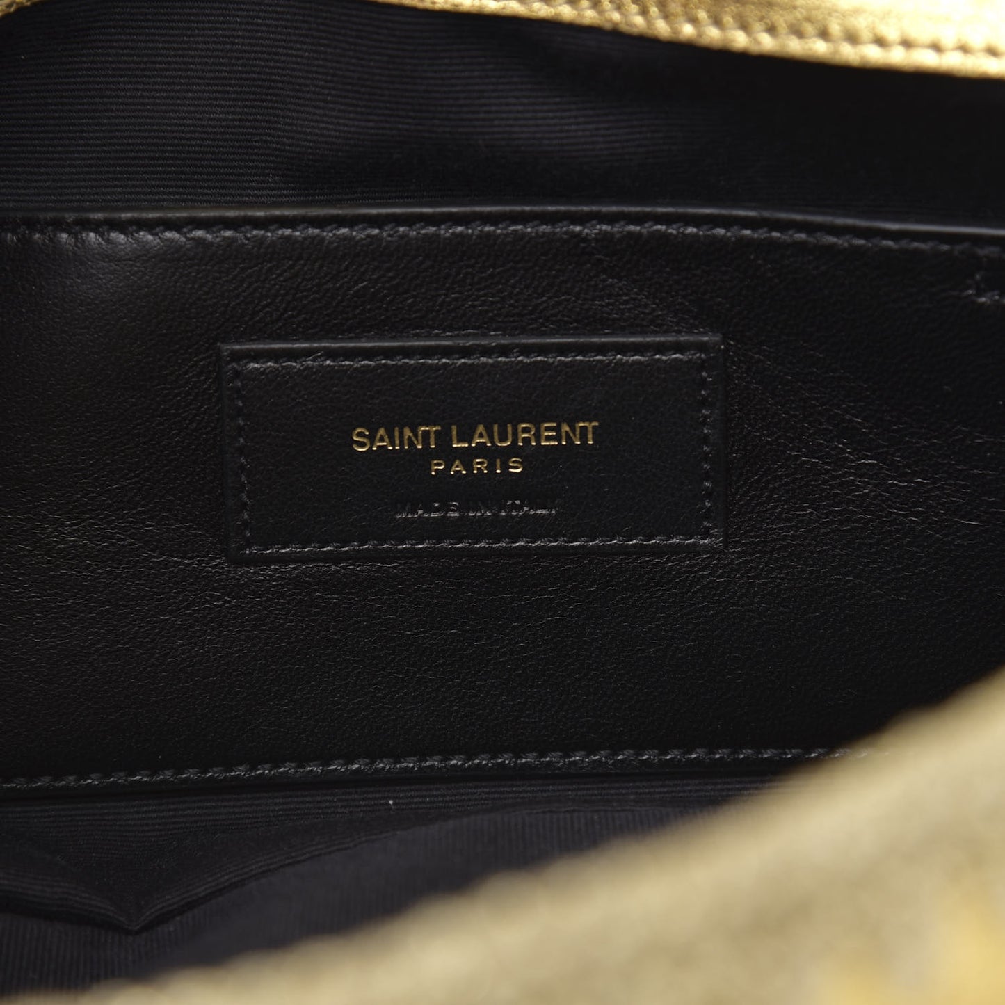 Metallic Calfskin Macrame Medium College Monogram Satchel Gold
