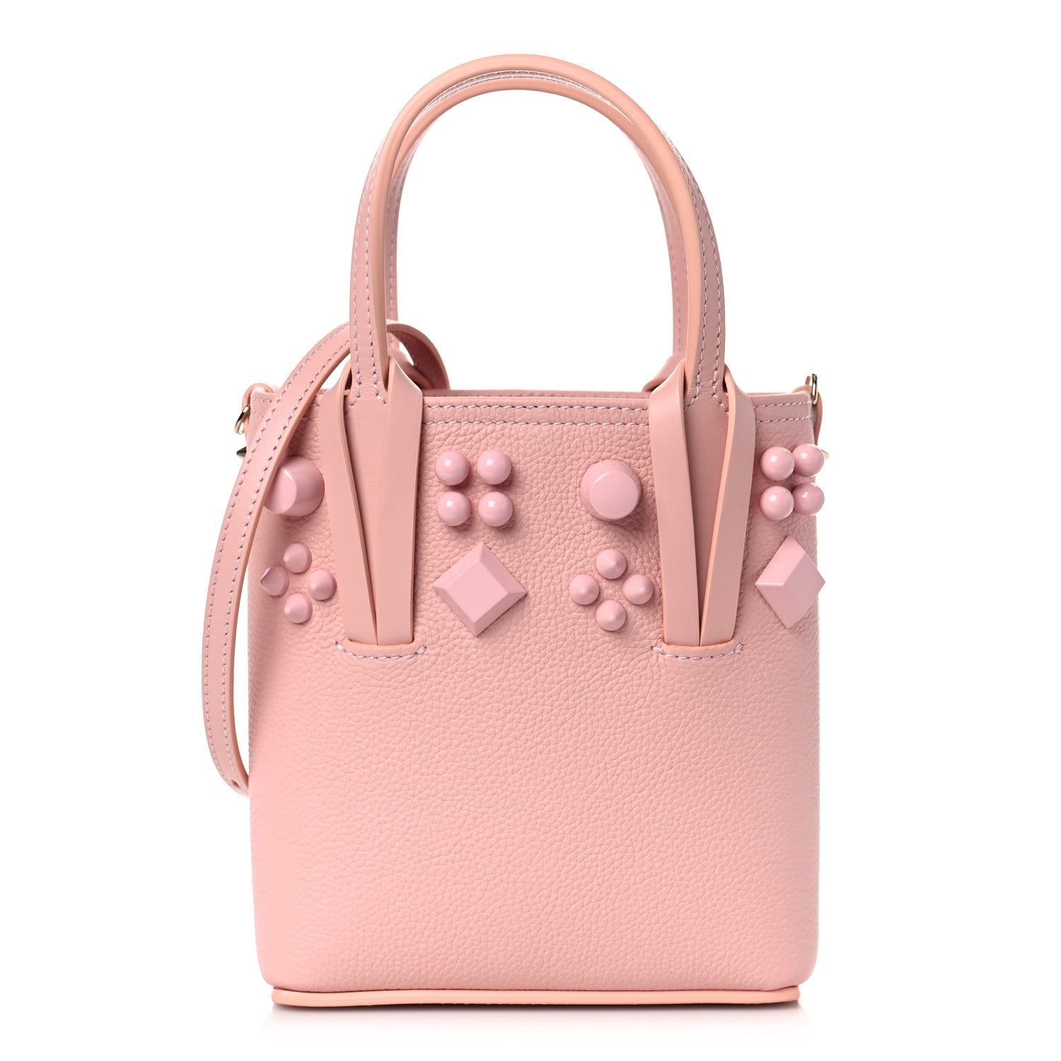 Christian Louboutin Calfskin Empire Spike Studded Mini North South Cabata Tote Rosy 1 of 8