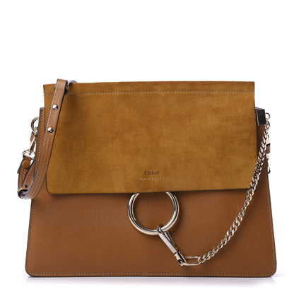 Chloe Suede Calfskin Medium Faye Shoulder Bag Mustard Brown 1 of 12