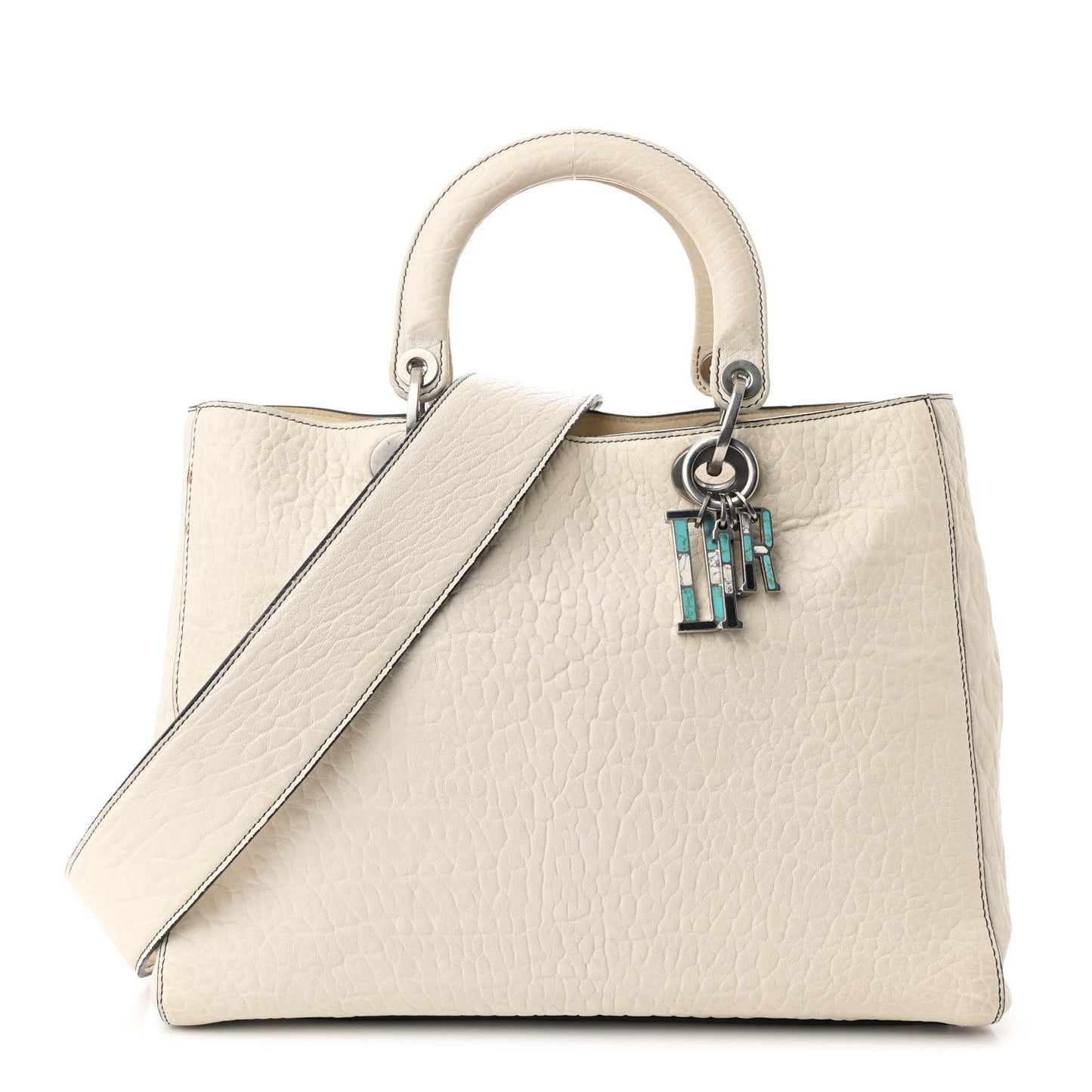 Canyon Grained Lambskin Large Lady Dior Off White