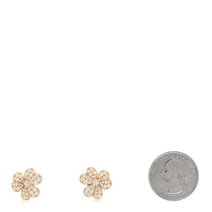 Van Cleef & Arpels 18K Yellow Gold Diamond Small Frivole Pave Earrings 2 of 5