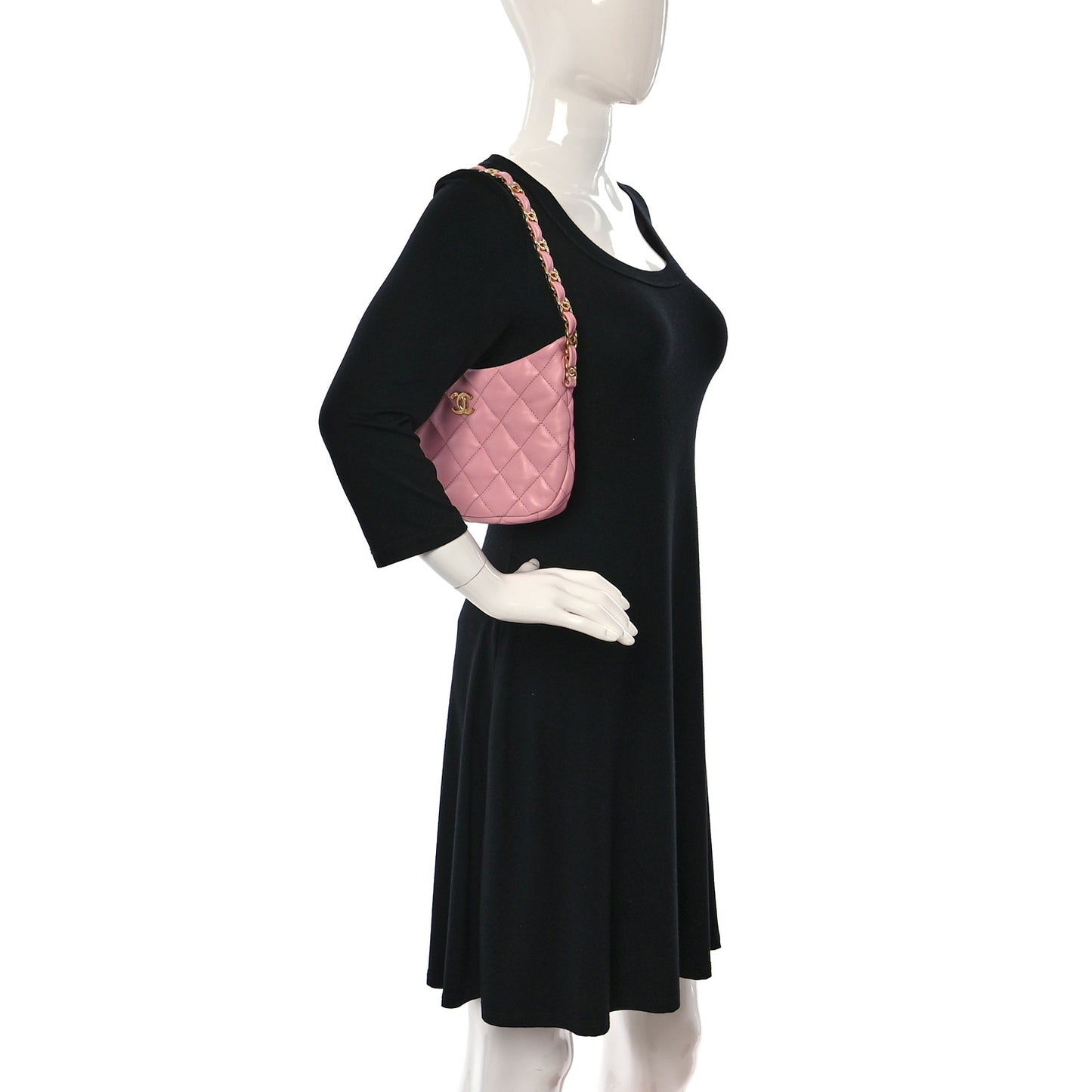 Lambskin Quilted CC Links Hobo Light Pink