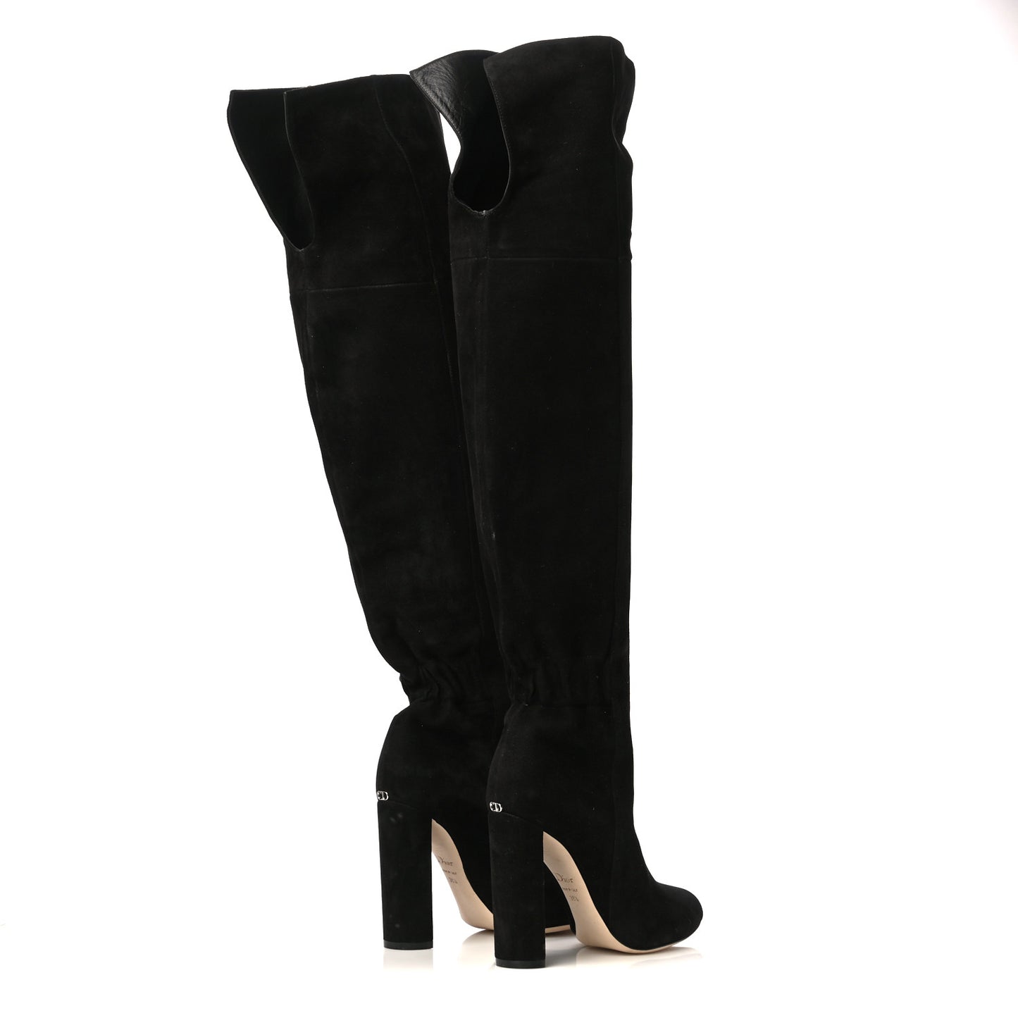 Suede Pleats Thigh High Boots 36.5 Black