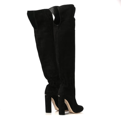 Christian Dior Suede Pleats Thigh High Boots 36.5 Black 4 of 7