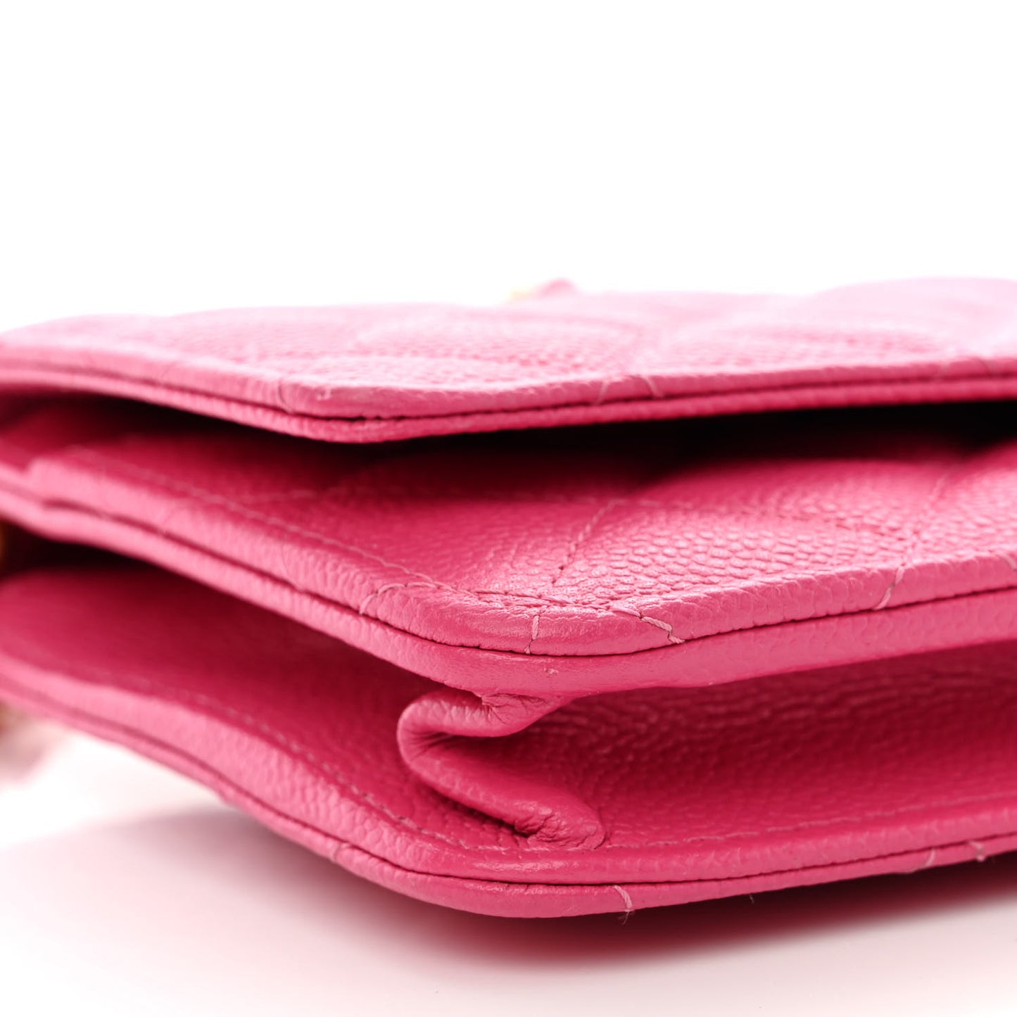 Shiny Caviar Quilted Chain Melody Wallet On Chain WOC Dark Pink