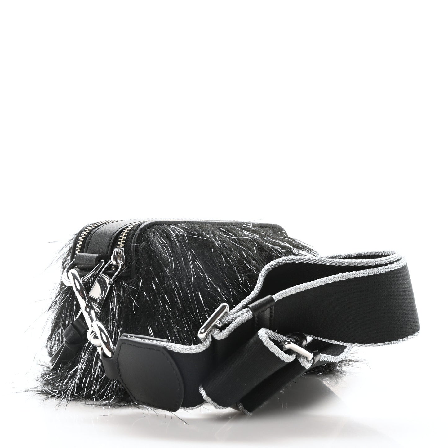 Faux Fur The Monster Snapshot Camera Bag Black Silver