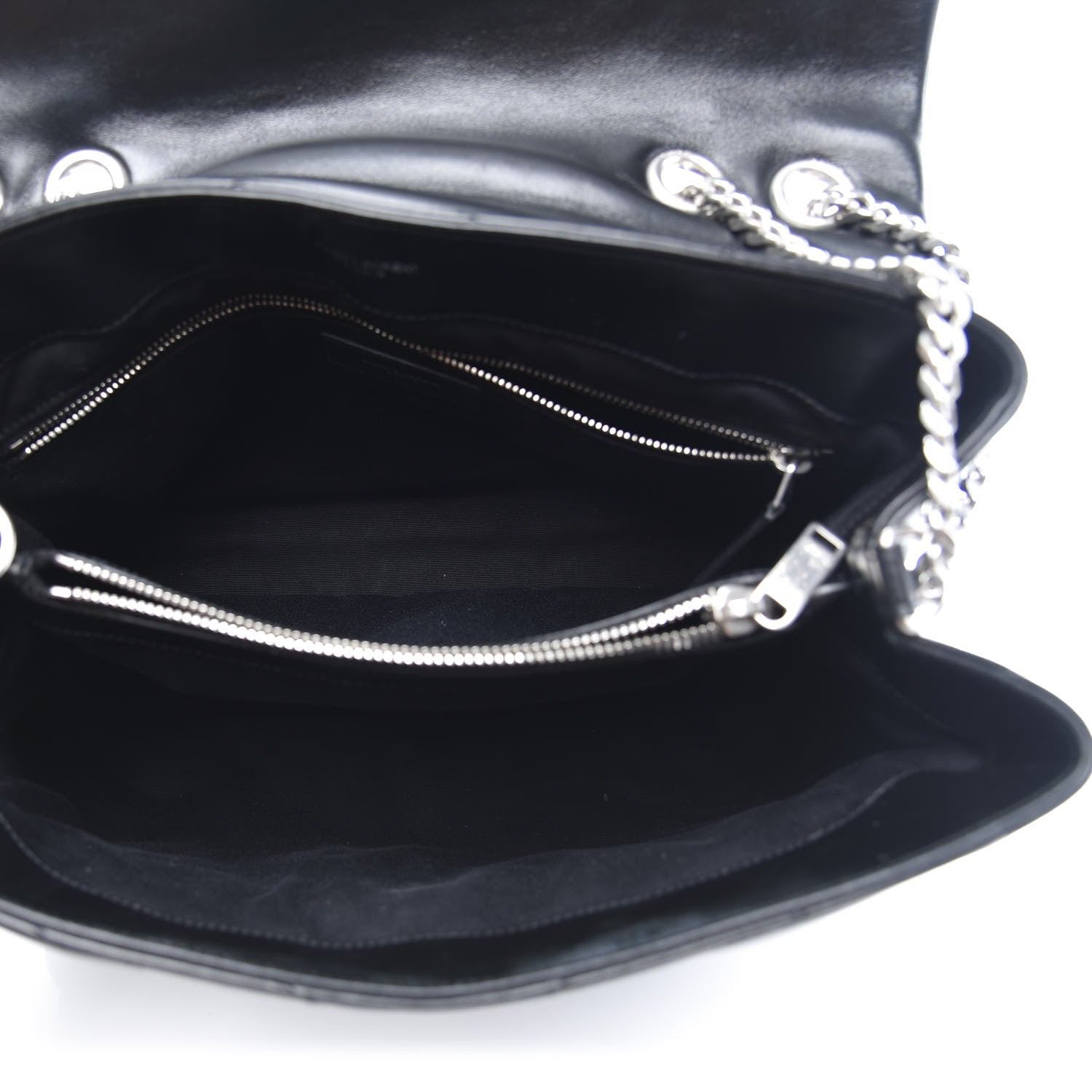 Saint Laurent Calfskin Y Quilted Monogram Medium Loulou Chain Satchel Black 5 of 12
