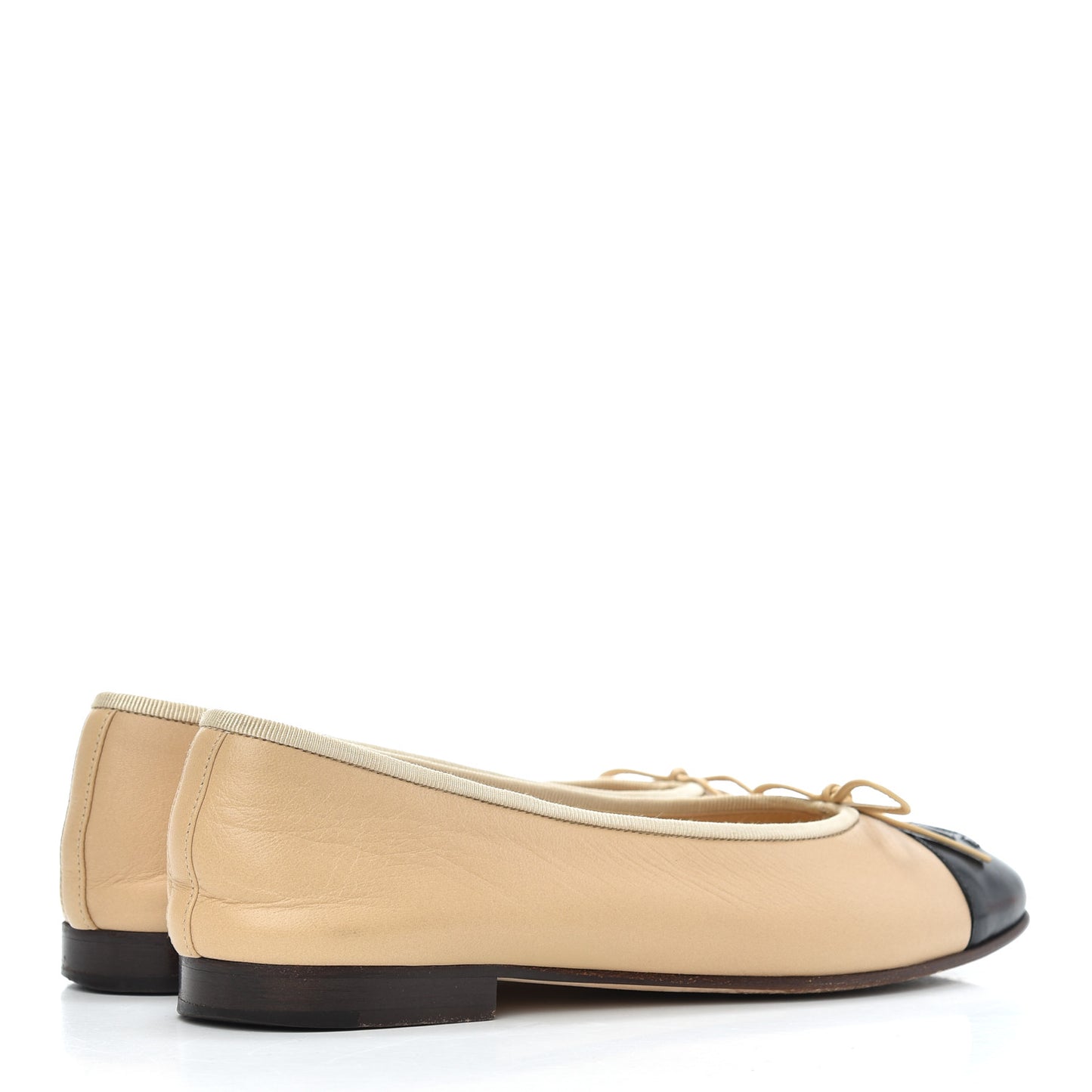 Lambskin Cap Toe CC Ballerina Flats 36.5 Beige Black