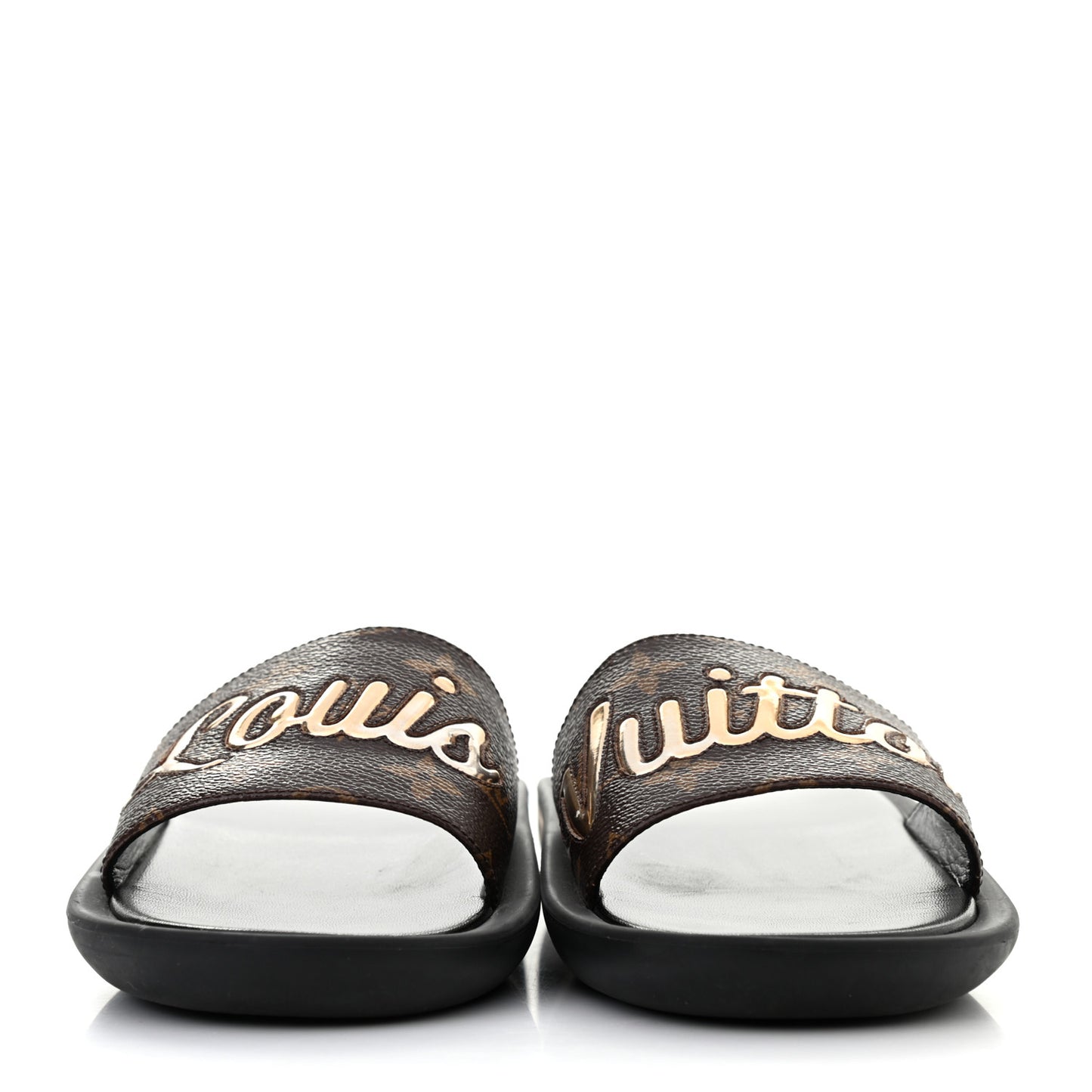 Metallic Calfskin Monogram Logo Sunbath Slide Sandals 39
