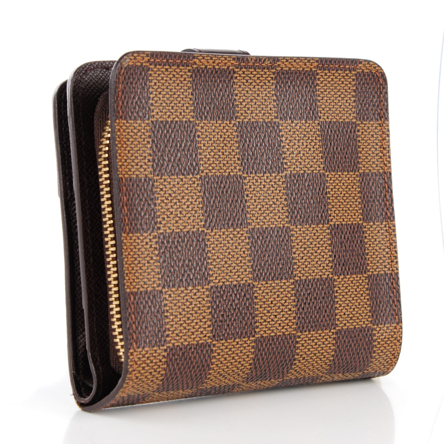 Damier Ebene Zippe Zipped Compact Wallet