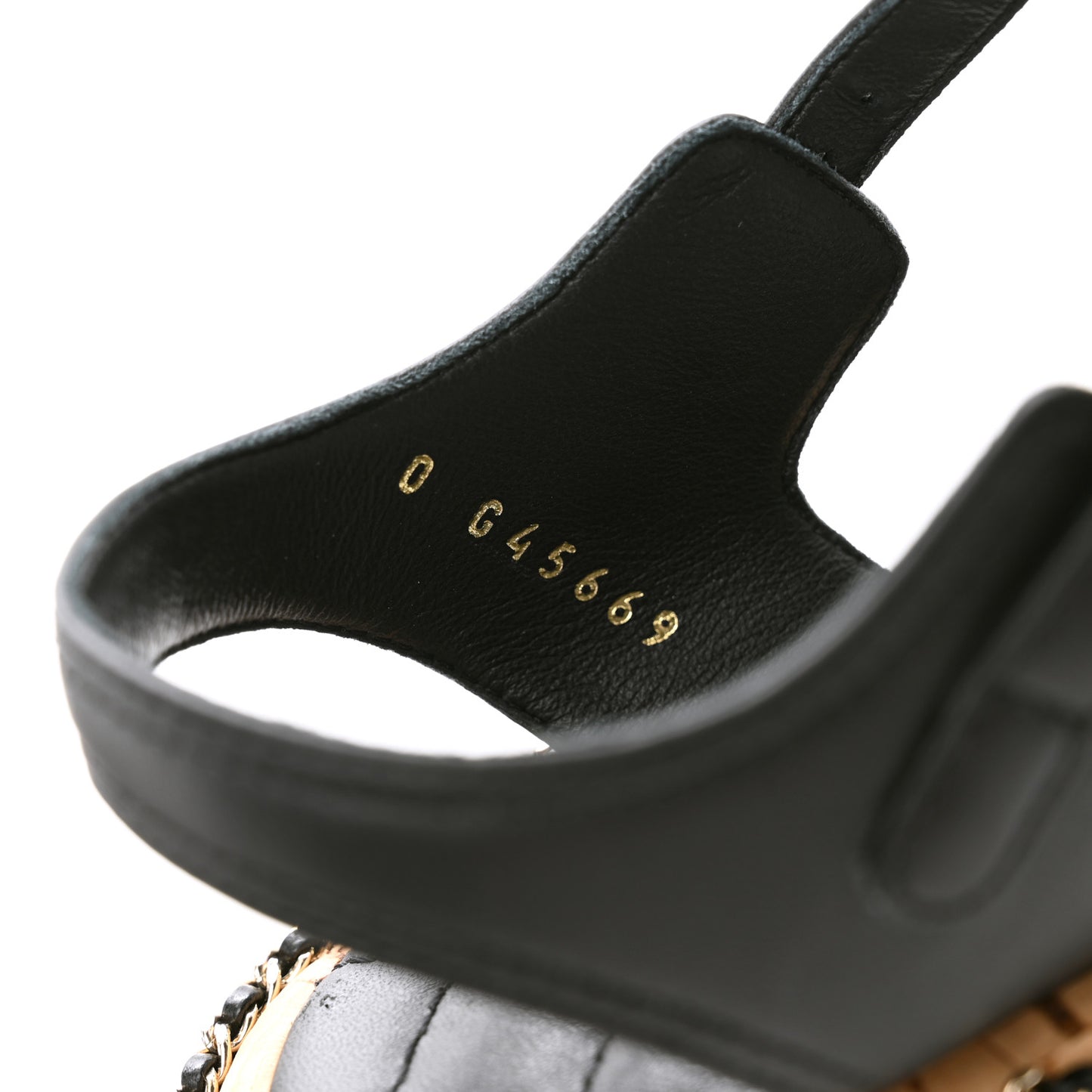 Lambskin Chain Cork Sandals 39 Black