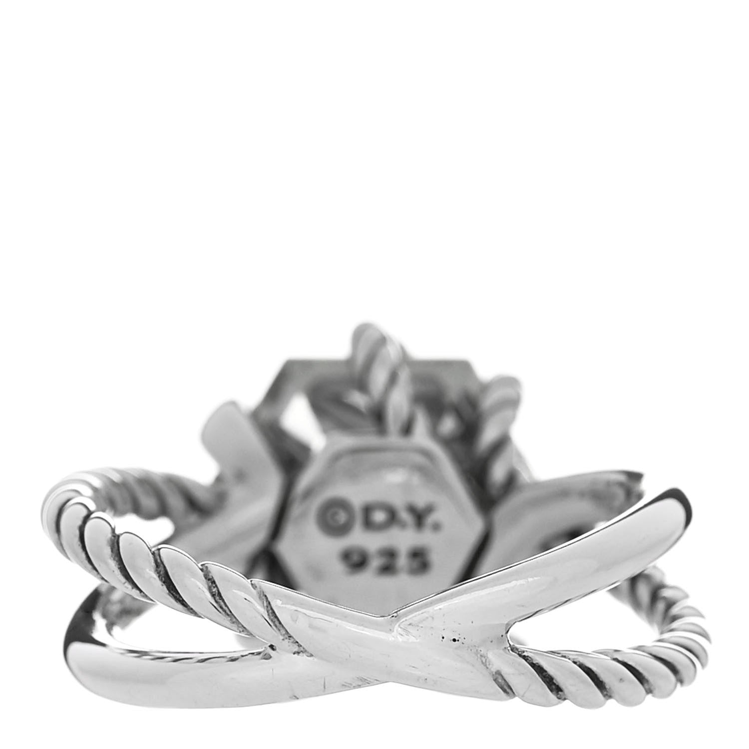 David Yurman Sterling Silver Diamond Prasiolite 10mm Cable Wrap Ring 50 5.25 4 of 5