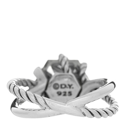 David Yurman Sterling Silver Diamond Prasiolite 10mm Cable Wrap Ring 50 5.25 4 of 5