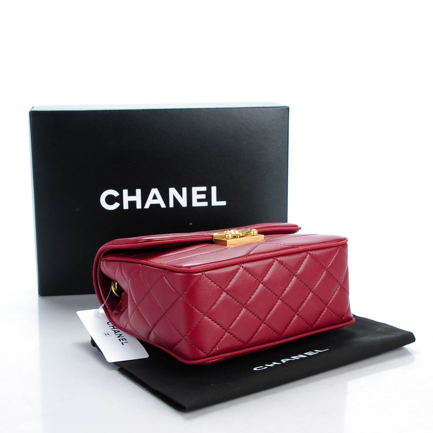 Chanel Lambskin Scallop Quilted Mini Pagoda Square Flap Burgundy 4 of 7