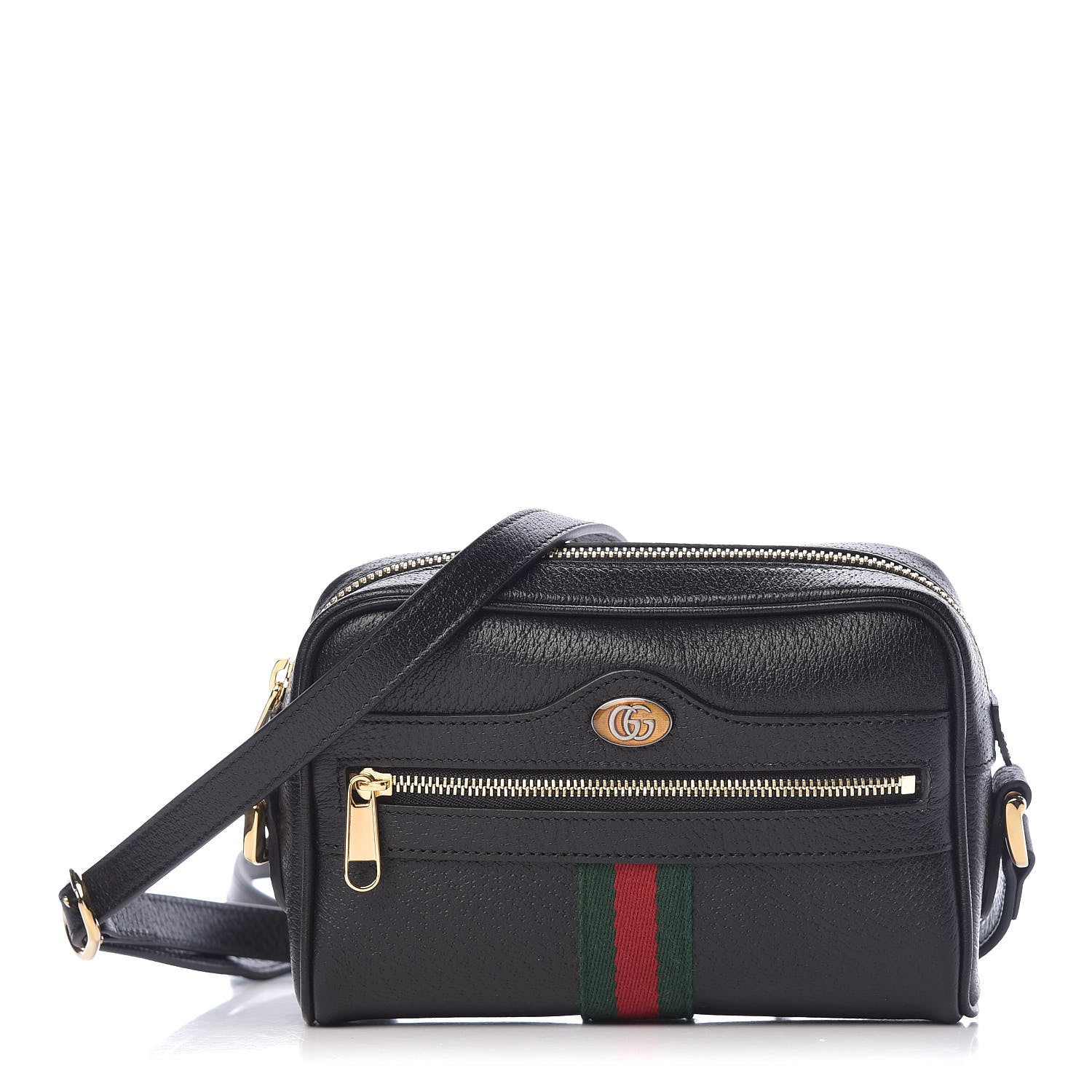 Gucci Calfskin Web Mini Ophidia Shoulder Bag Black 1 of 11