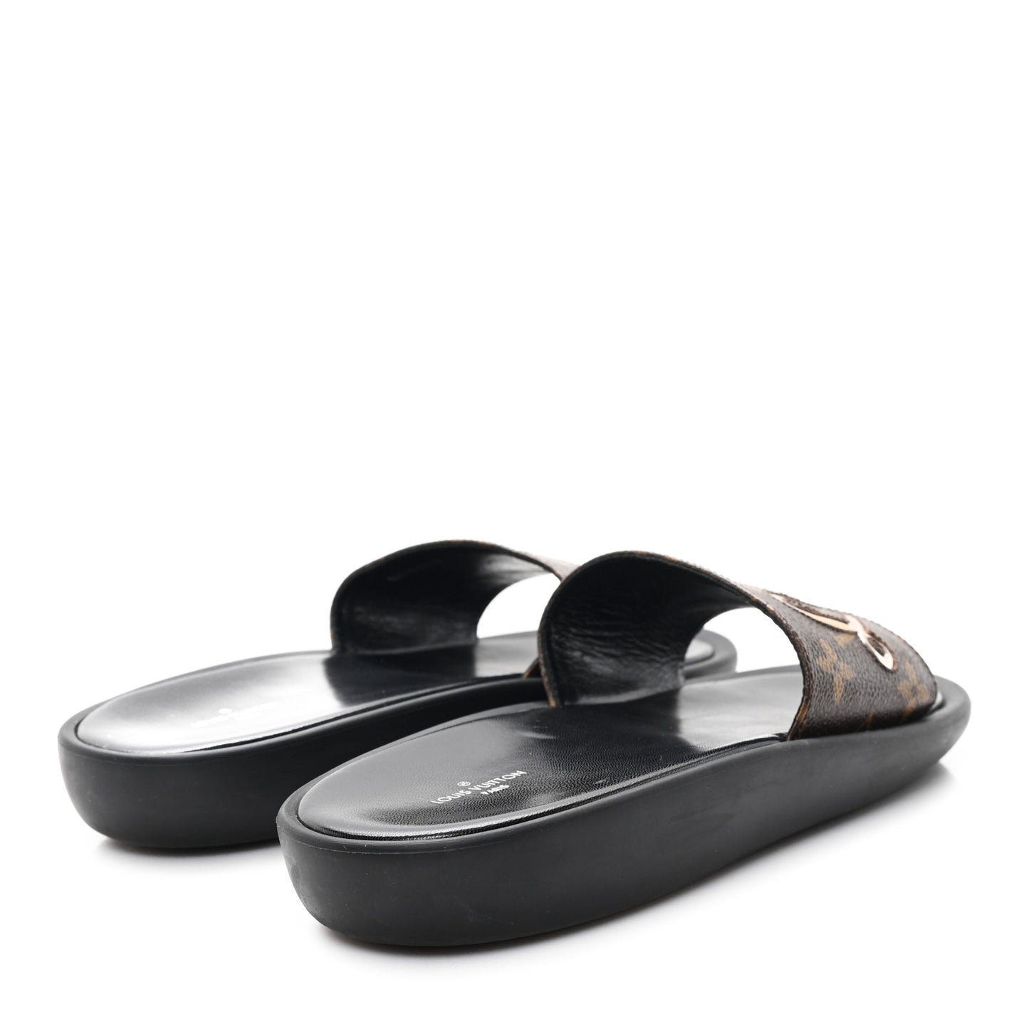 Metallic Calfskin Monogram Logo Sunbath Slide Sandals 38