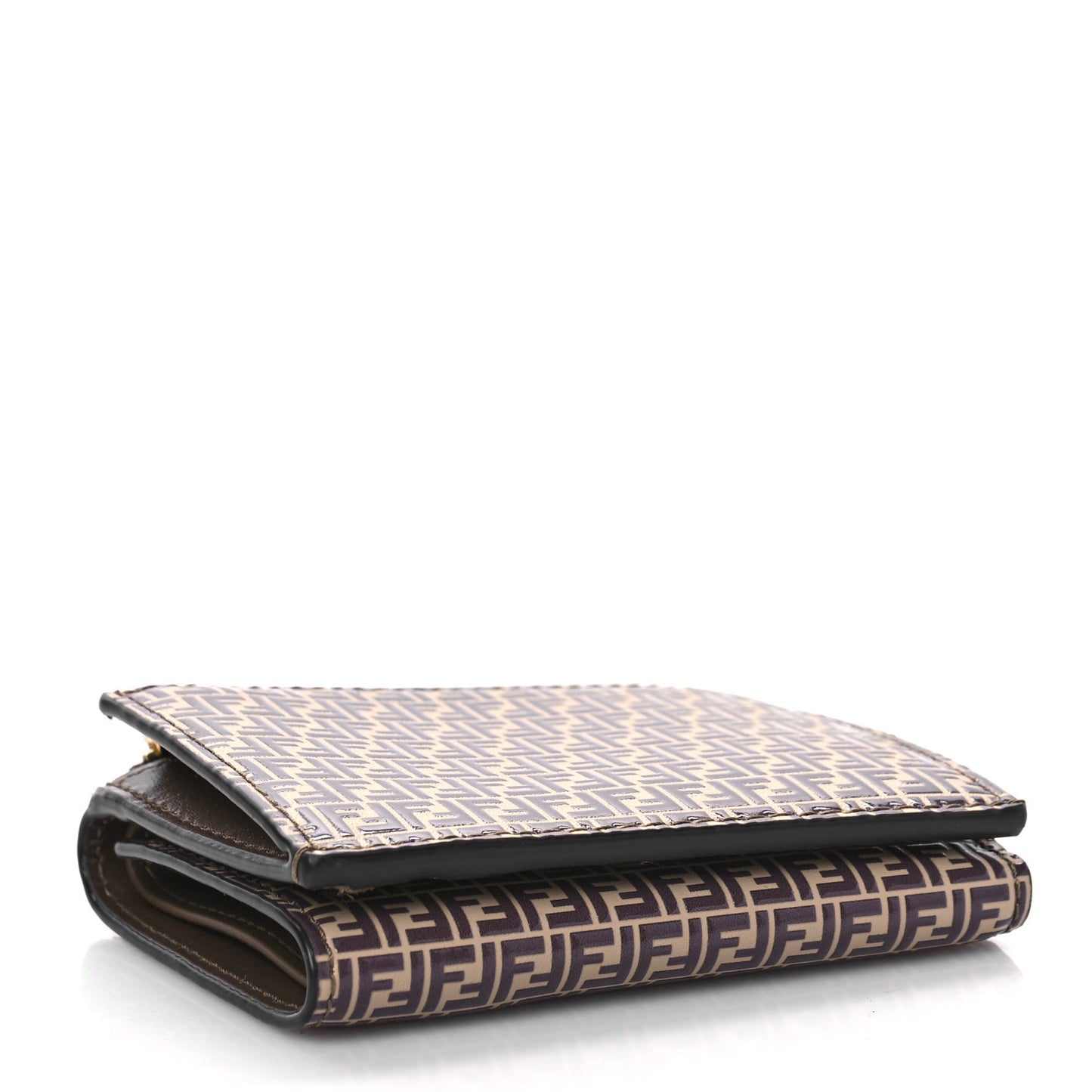 Vitello Liberty Micro FF Embossed Small O'Lock Wallet Beige Amido Maya