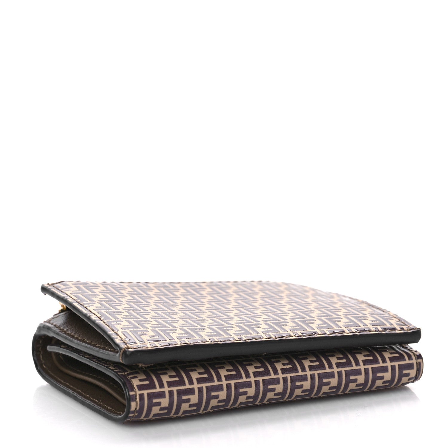 Fendi Vitello Liberty Micro FF Embossed Small O'Lock Wallet Beige Amido Maya 4 of 10