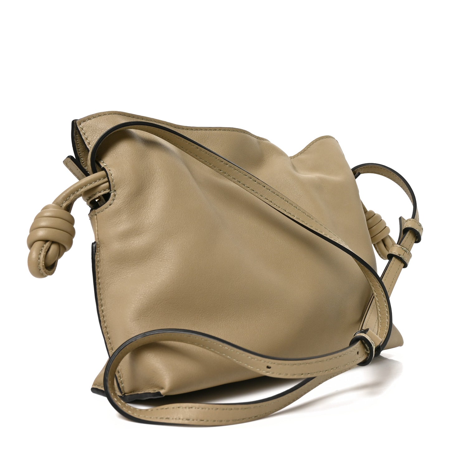 Calfskin Mini Flamenco Knot Clutch Sage Green