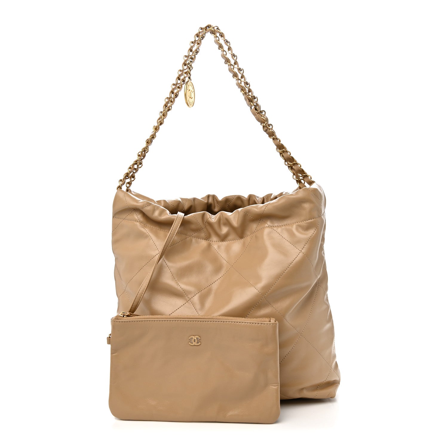 Chanel Shiny Calfskin Quilted Small Chanel 22 Beige Beige 3 of 12