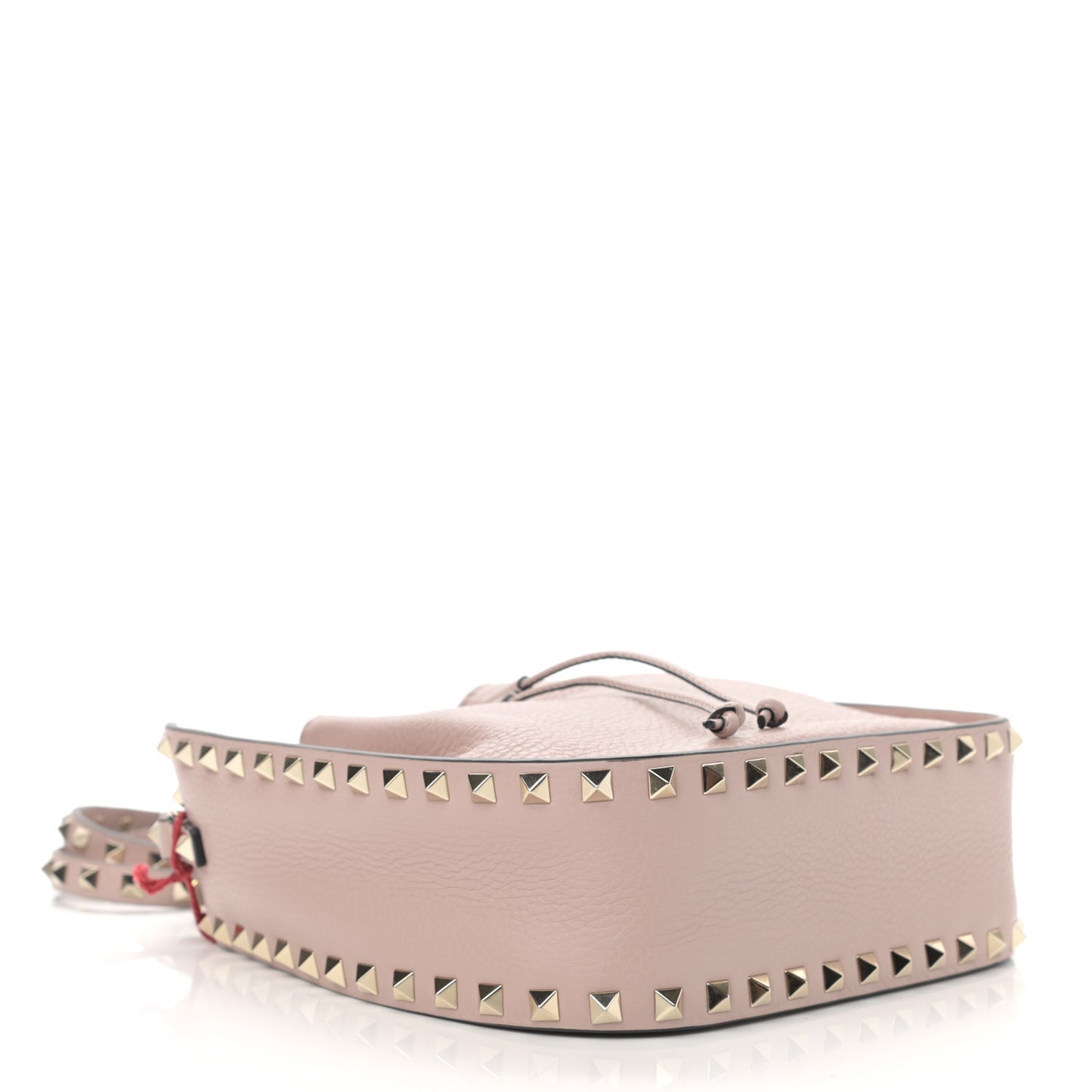 Grained Calfskin Rockstud Bucket Bag Poudre