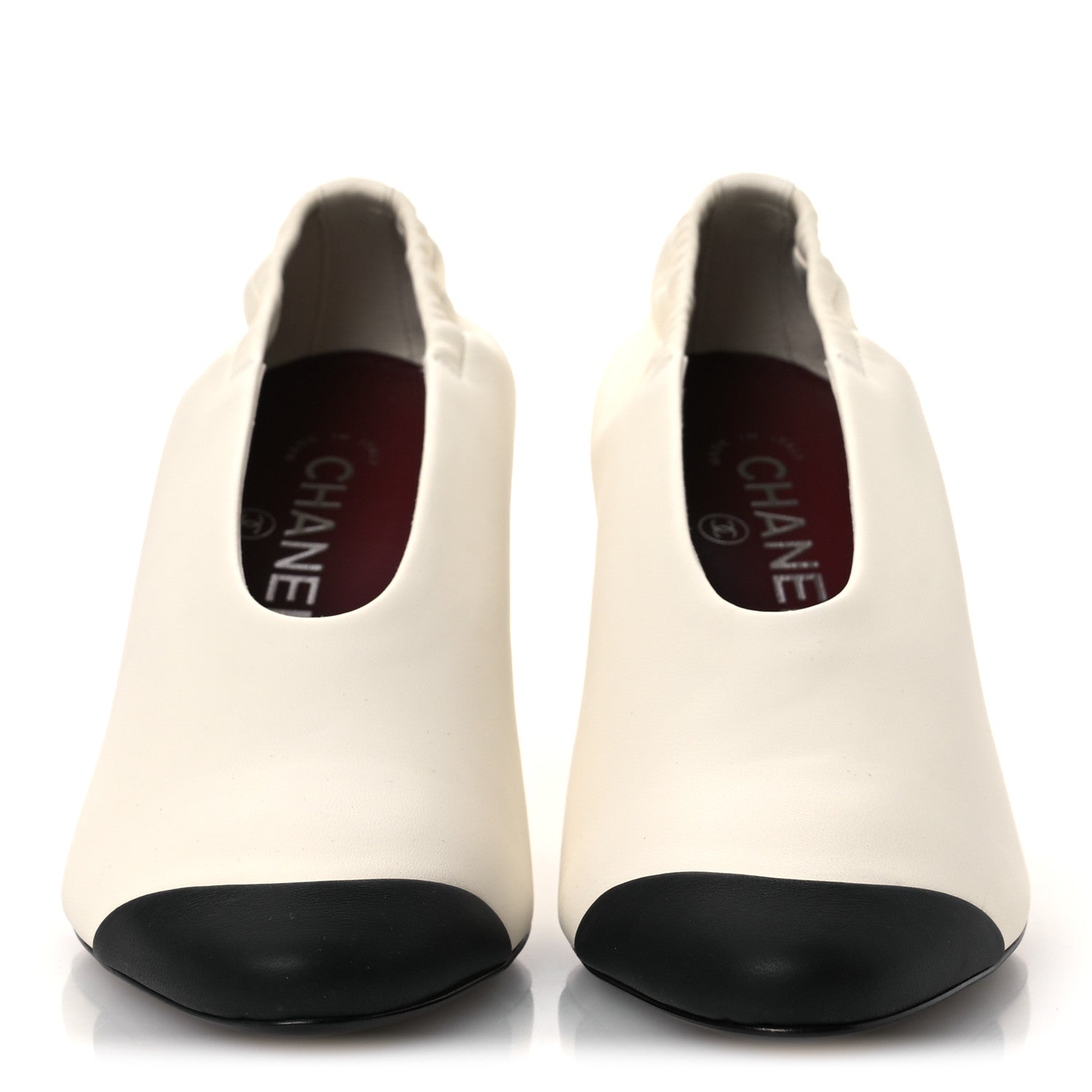 Chanel Lambskin Pumps 36.5 Ivory Black 3 of 11