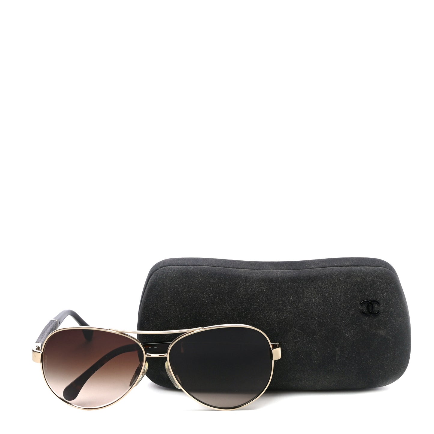 Lambskin Quilted CC Aviator Sunglasses 4195 Brown Gold