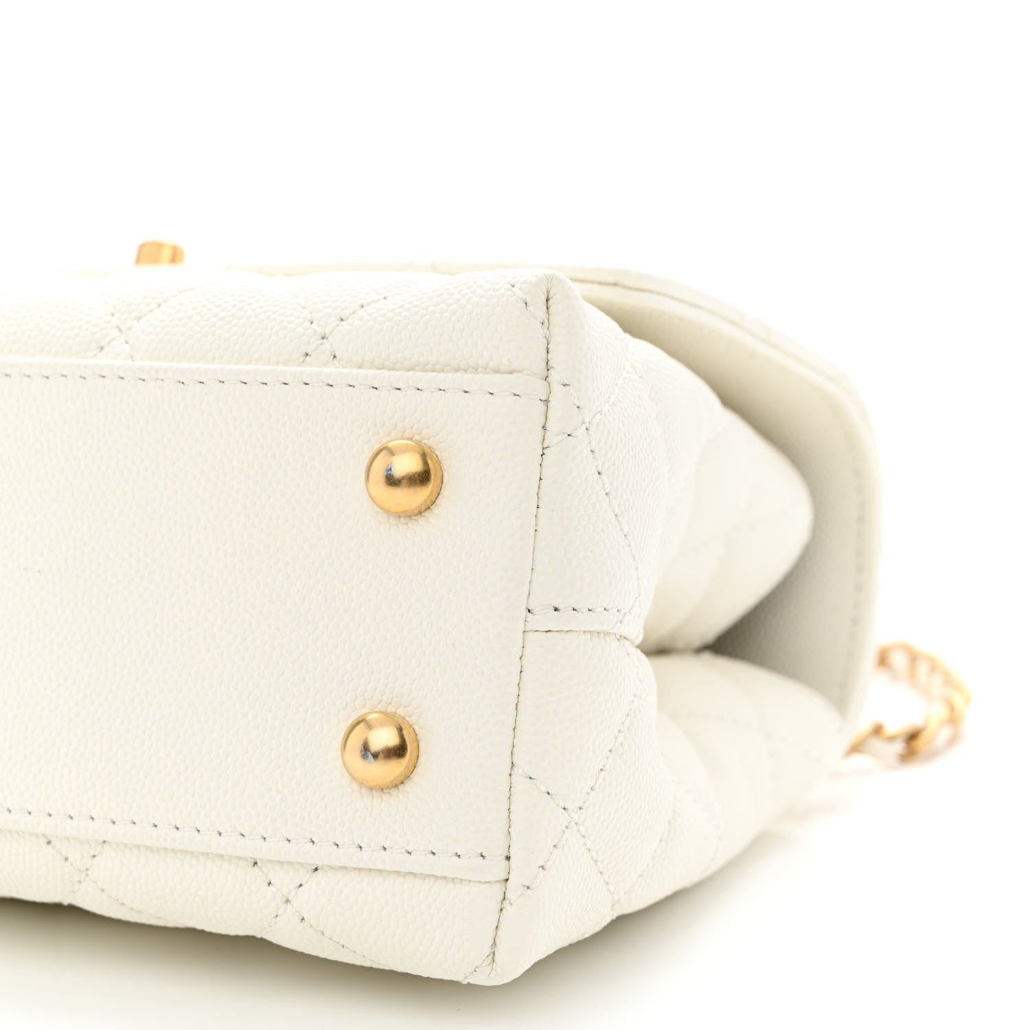 Chanel Caviar Quilted Mini Coco Chain Handle Flap White 10 of 11