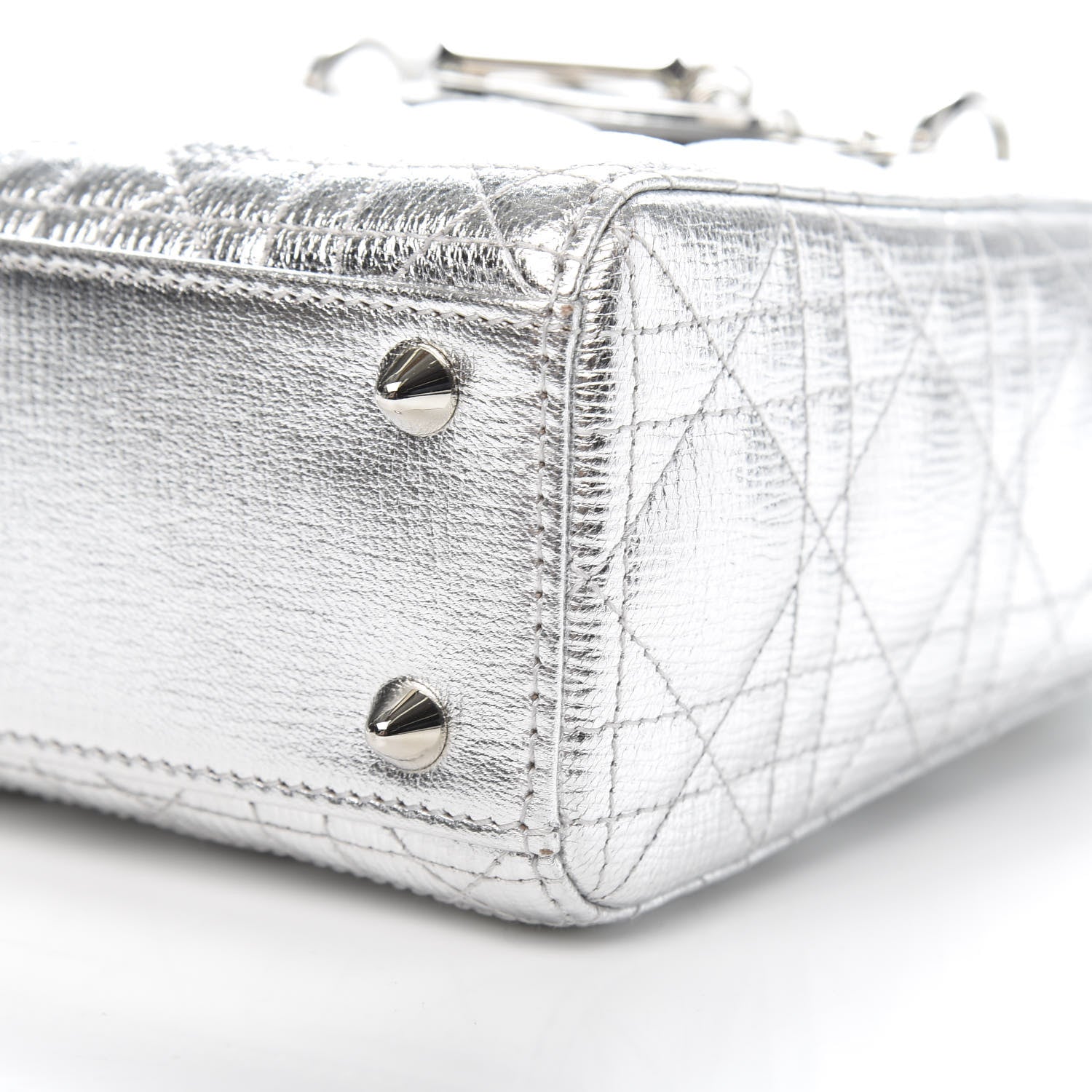 Christian Dior Metallic Grained Calfskin Cannage Small Lucky Badges My Lady Dior Silver 7 of 10
