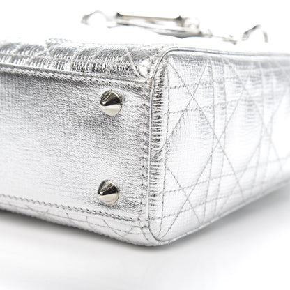 Christian Dior Metallic Grained Calfskin Cannage Small Lucky Badges My Lady Dior Silver 7 of 10