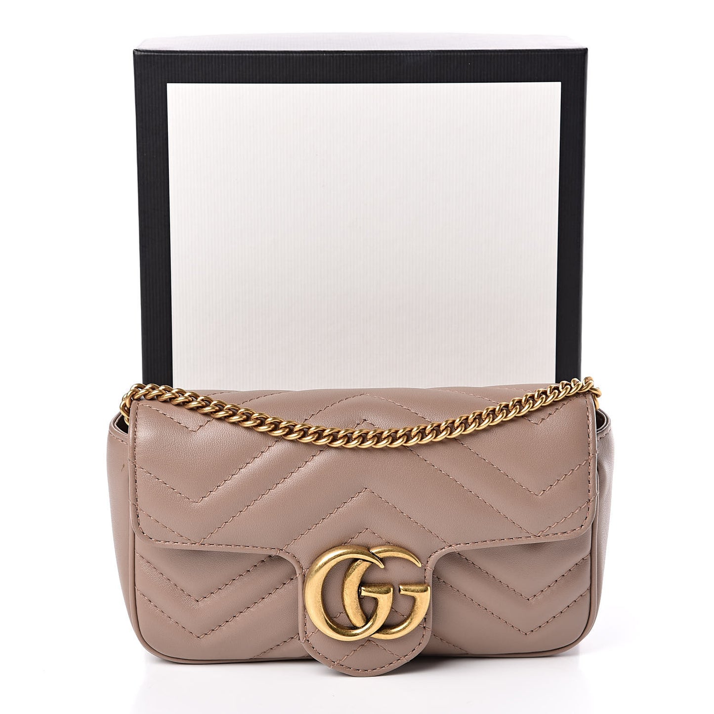 Calfskin Matelasse Super Mini GG Marmont Shoulder Bag Porcelain Rose