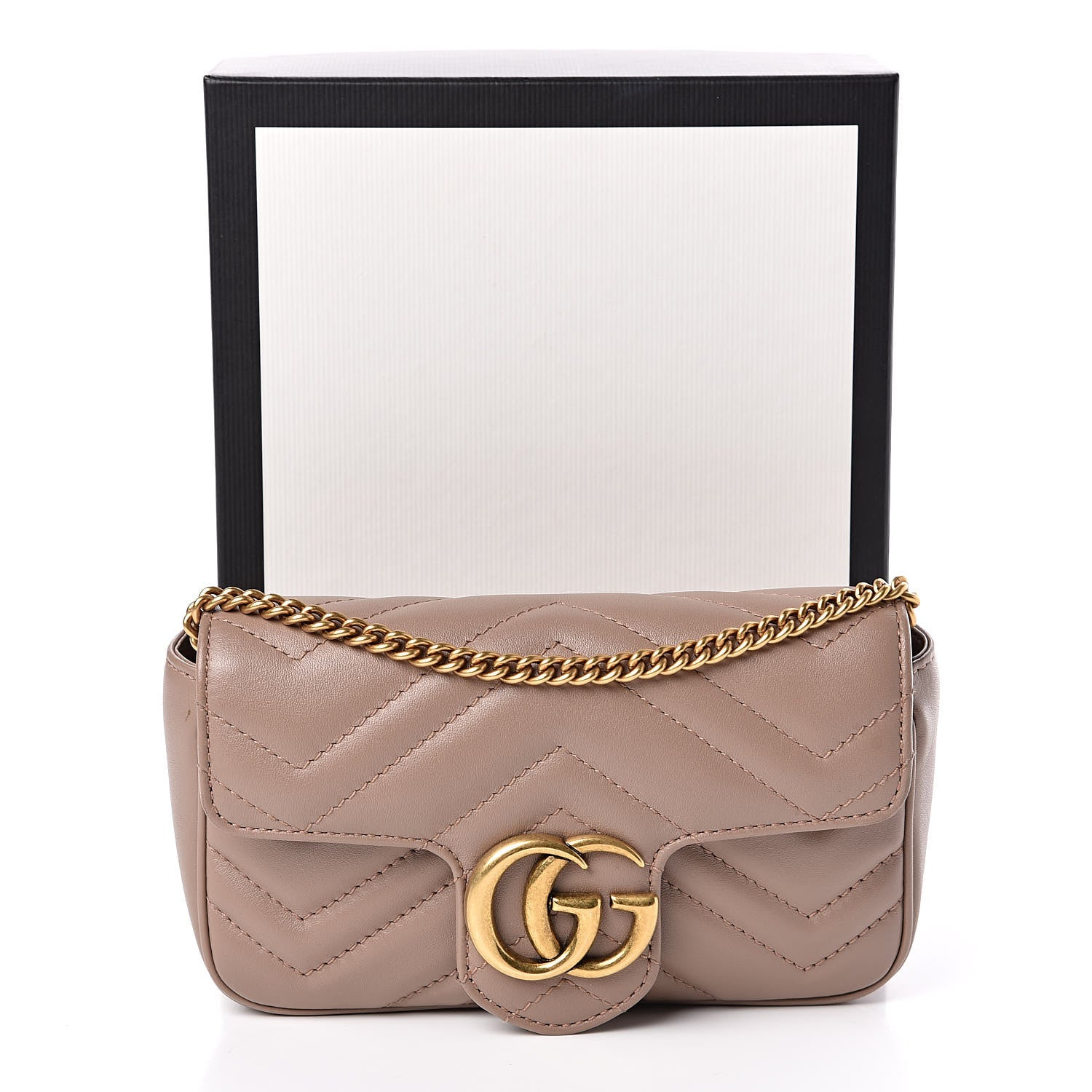 Gucci Calfskin Matelasse Super Mini GG Marmont Shoulder Bag Porcelain Rose 12 of 12