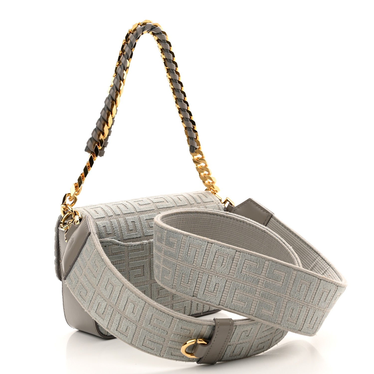 Givenchy Canvas Embroidered Small 4G Woven Chain Crossbody Stone Gray 3 of 9