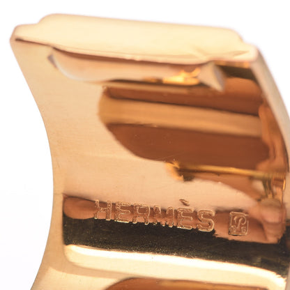 Hermes Printed Enamel Clip On Earrings Gold 3 of 5