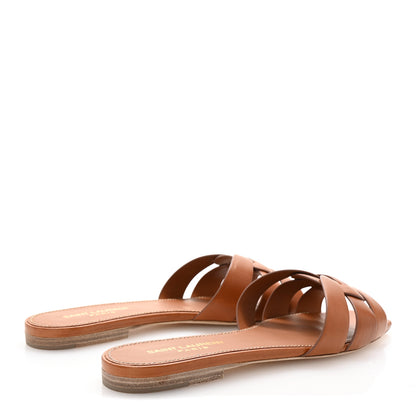 Saint Laurent Calfskin Tribute 05 Slide Sandals 37 Amber 5 of 10