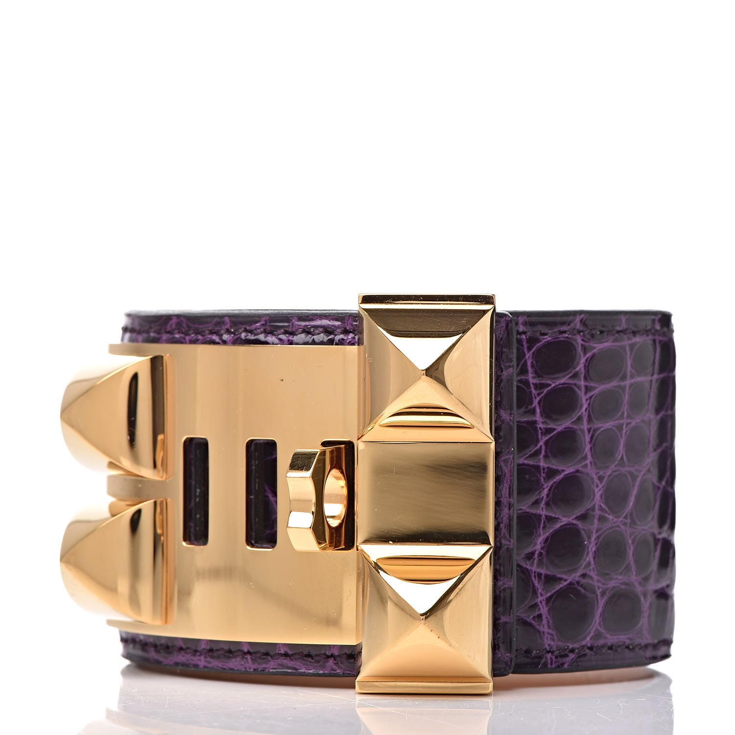 Hermes Shiny Alligator Collier De Chien CDC Bracelet T2 Amethyst 3 of 5