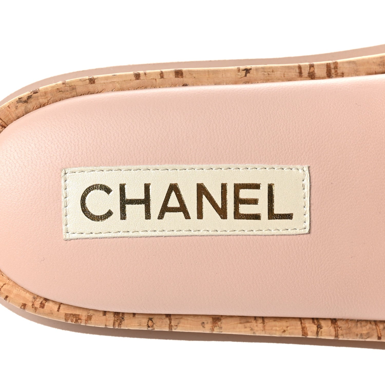 Chanel Fabric Pearl Cork CC Slip On Sandals 39 Pink 9 of 11