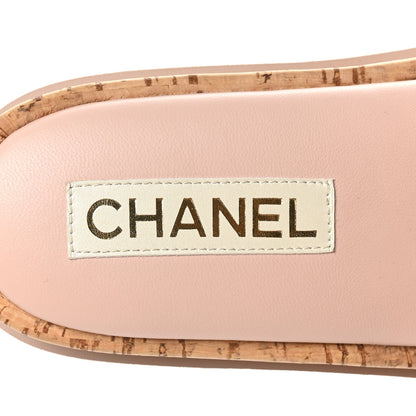 Chanel Fabric Pearl Cork CC Slip On Sandals 39 Pink 9 of 11