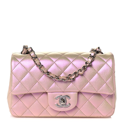 Chanel Iridescent Calfskin Quilted Mini Rectangular Flap Pink 1 of 10