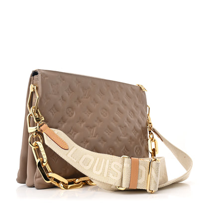 Louis Vuitton Lambskin Embossed Monogram Coussin MM Taupe 3 of 11