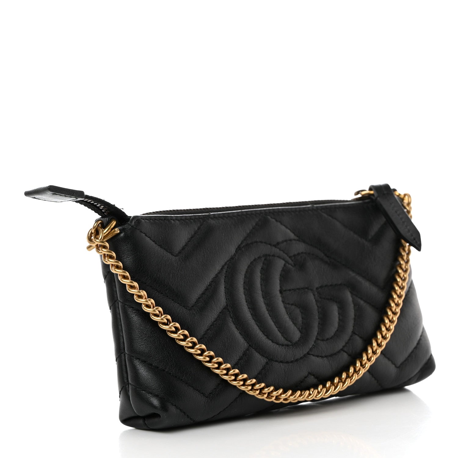 Gucci Calfskin Matelasse Mini GG Marmont Chain Bag Black 3 of 9