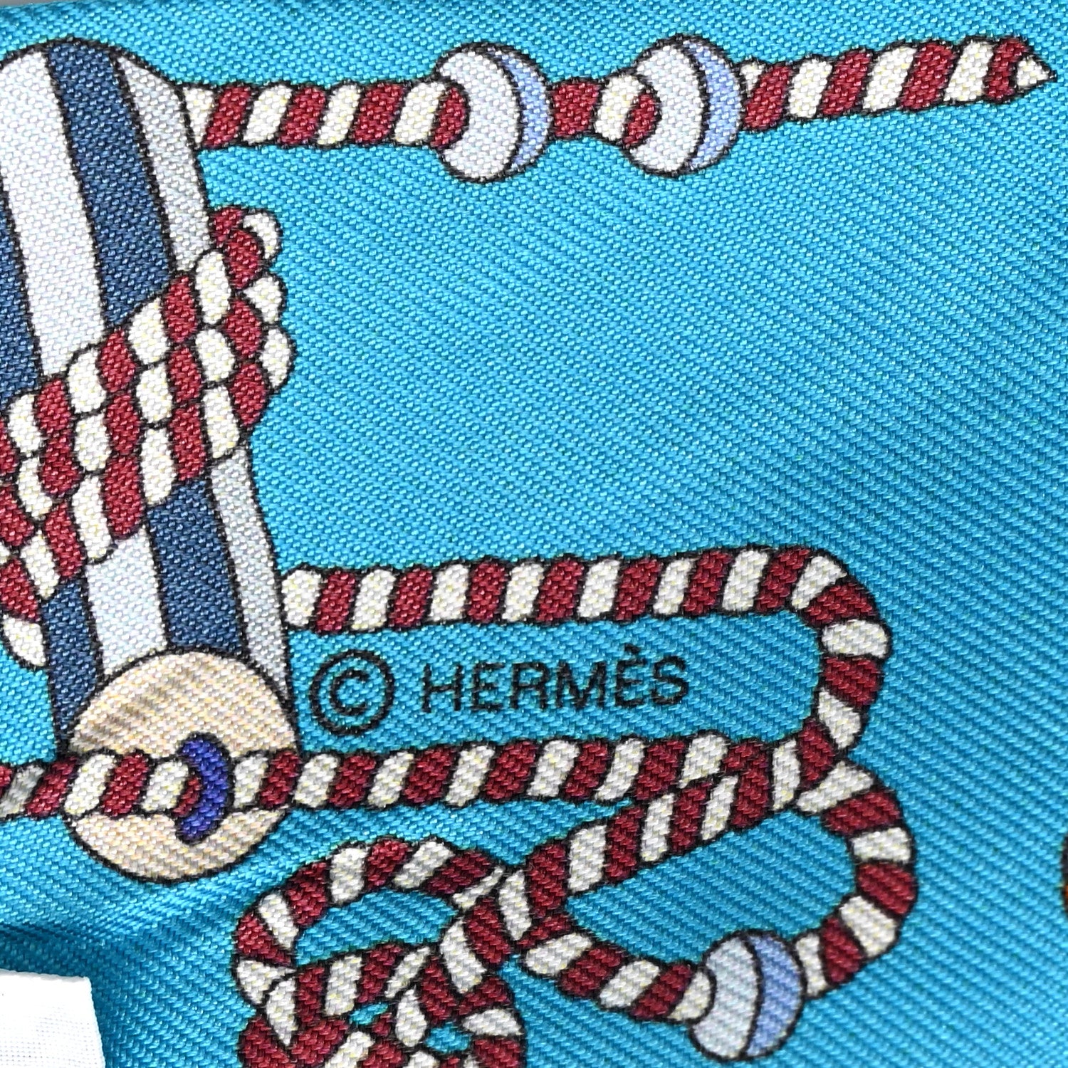 Hermes Silk Cordages Twilly Turquoise Orange Blanc 4 of 4