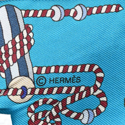 Hermes Silk Cordages Twilly Turquoise Orange Blanc 4 of 4