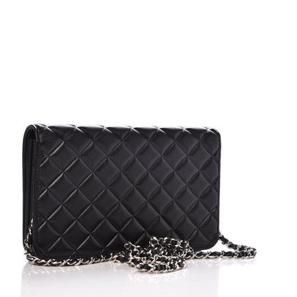 Chanel Goatskin Quilted Diamond CC Wallet On Chain WOC Black 3 of 9