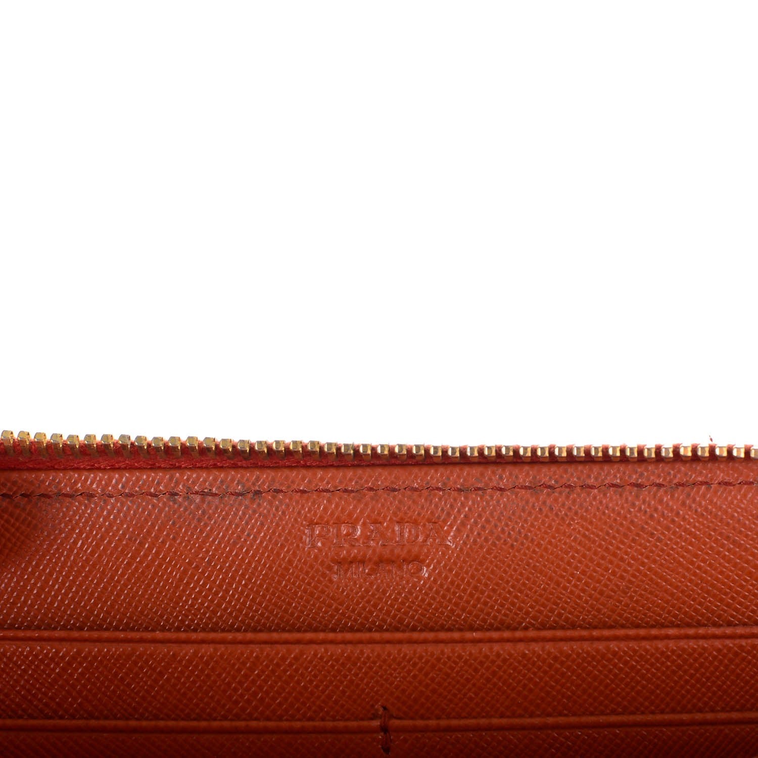 Prada Saffiano Metal Zip Around Wallet Rame 6 of 8