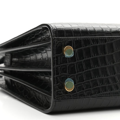 Saint Laurent Calfskin Crocodile Embossed Nano Sac De Jour Black 9 of 10