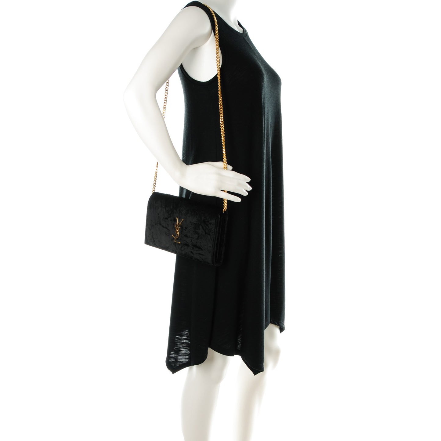 Velvet Monogram Chain Wallet Black