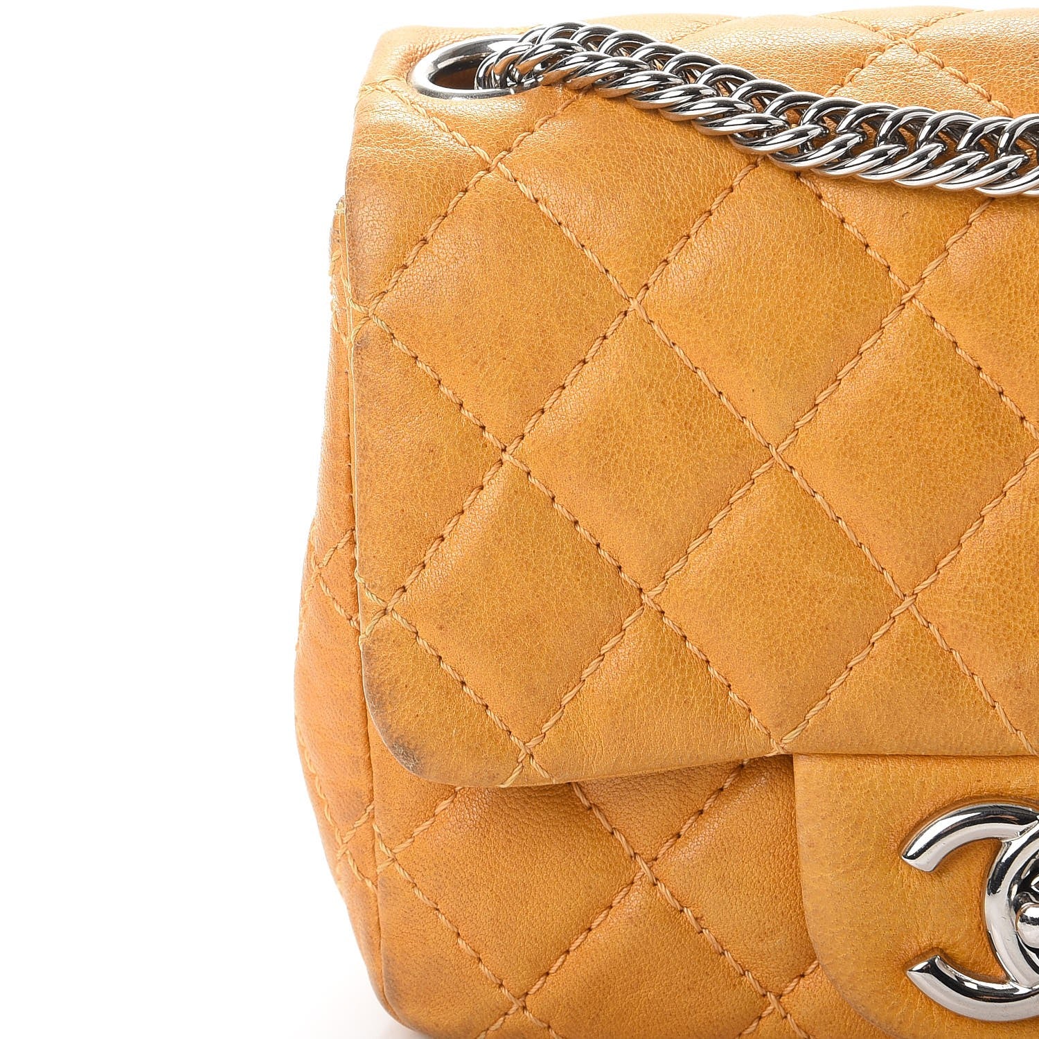 Chanel Glazed Lambskin Quilted Mini Bijoux Chain Square Flap Mango 11 of 18
