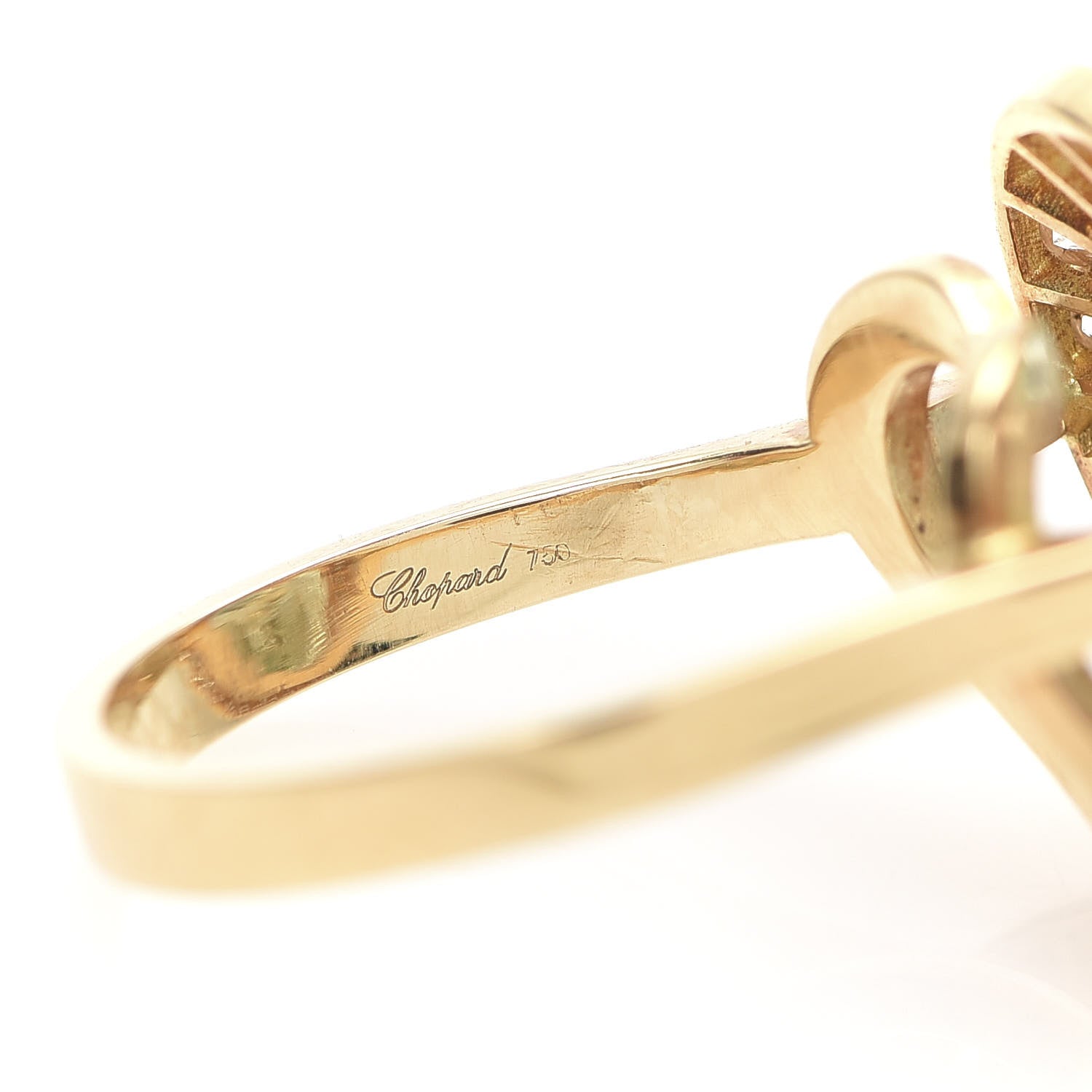 Chopard 18K Yellow Gold Diamond Crystal So Happy Heart Ring Green 54 7 4 of 5